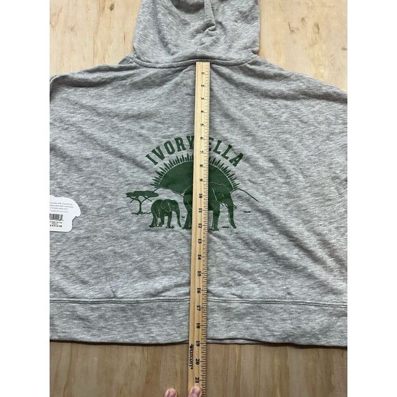 Ivory Ella Hoodie XS Elephant Cotton Blend Gray Cropped‎ - Picture 2 of 5
